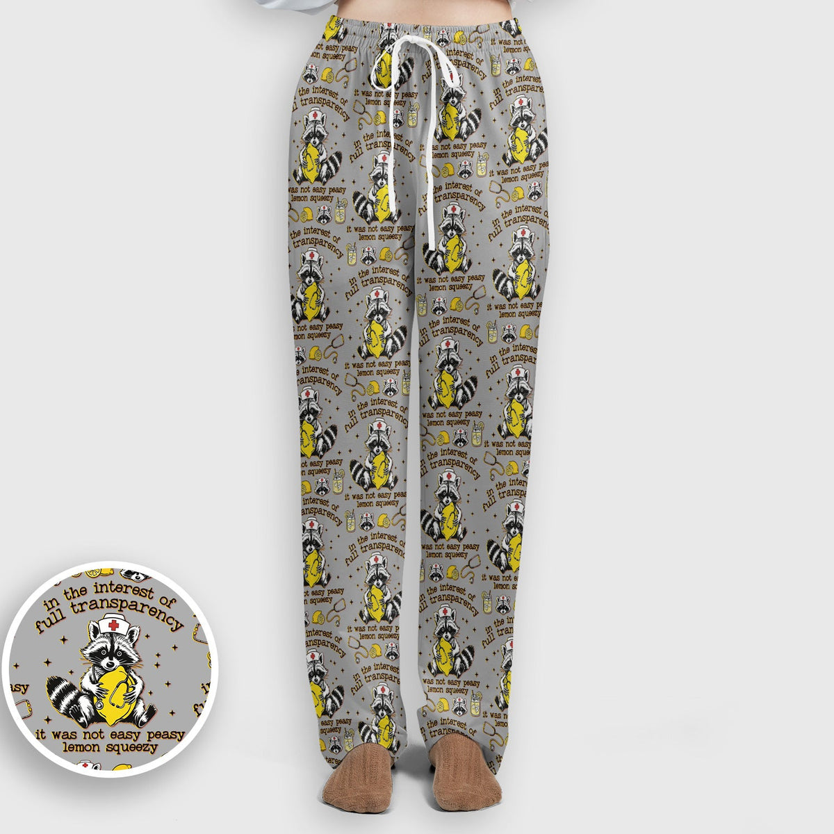 Raccoon Lemon Quote Nurse Scrub Set