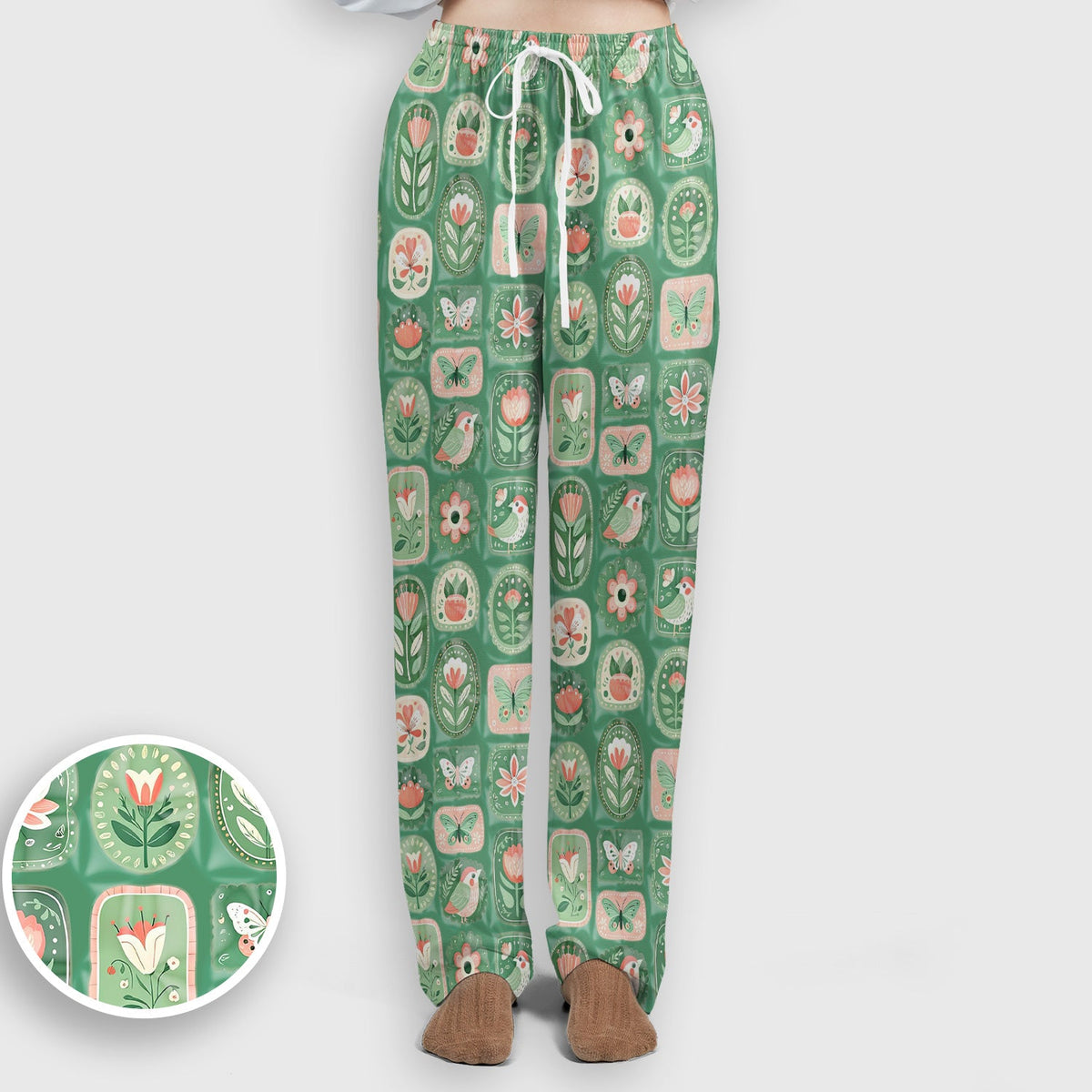 Folk Art Floral Bird Butterfly Garden Nurse Scrub Set