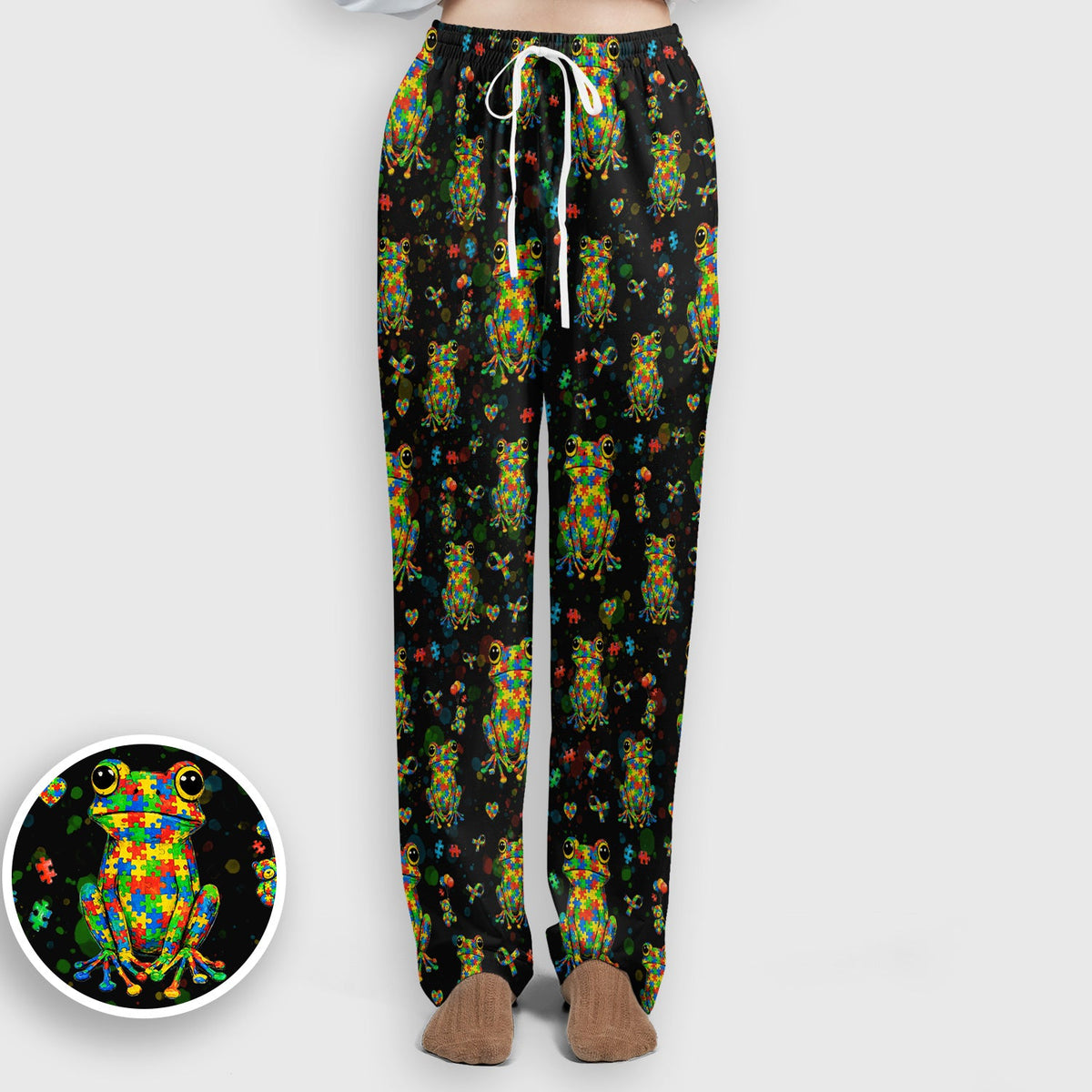 Colorful Autism Puzzle Frog Nurse Scrub Set