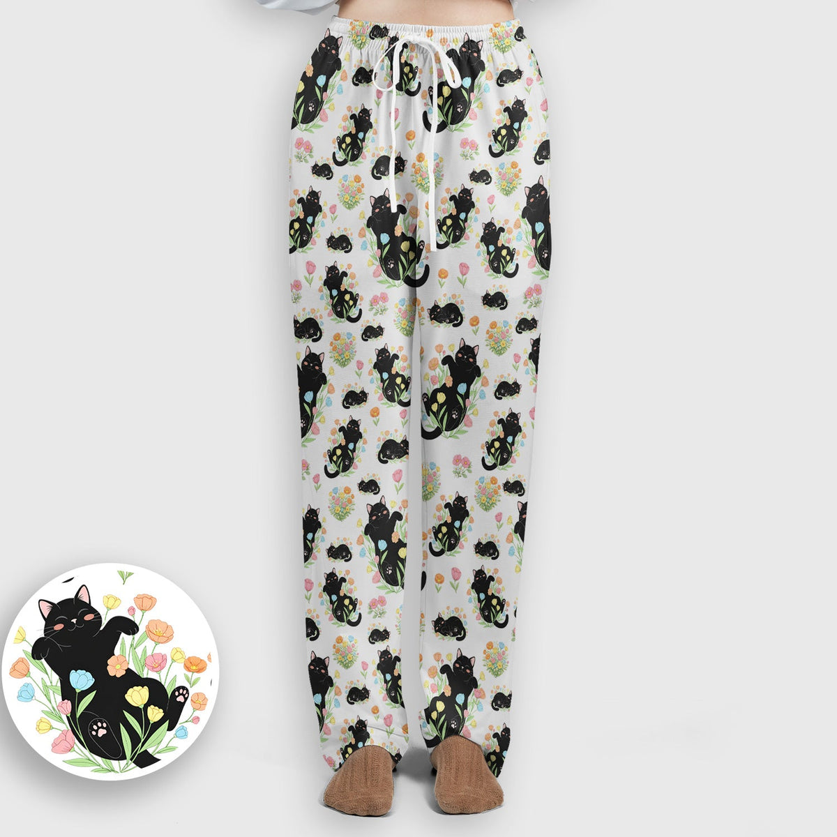 Cats Cute Poses Floral Nurse Scrub Set