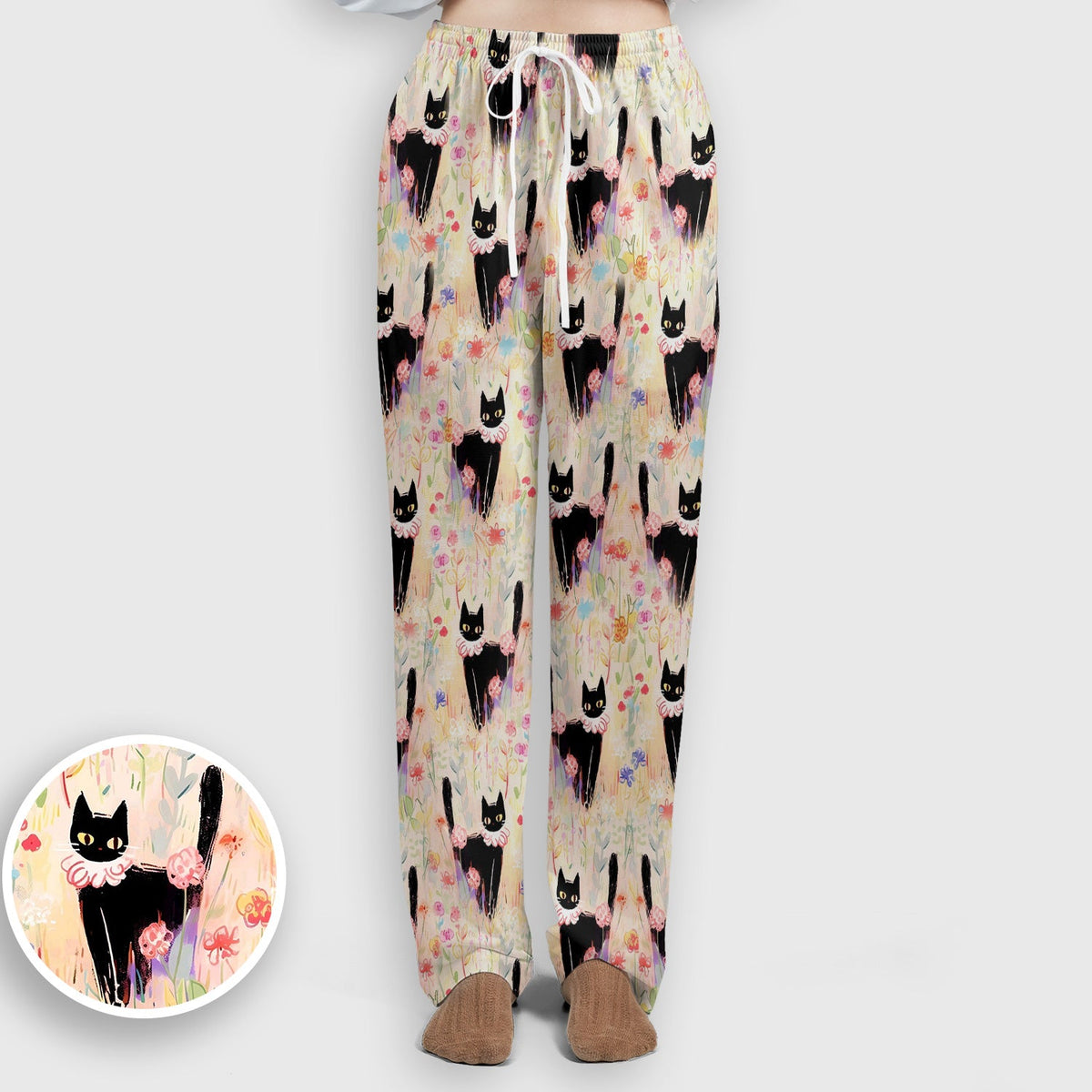 Black Cat Floral Garden Nurse Scrub Set