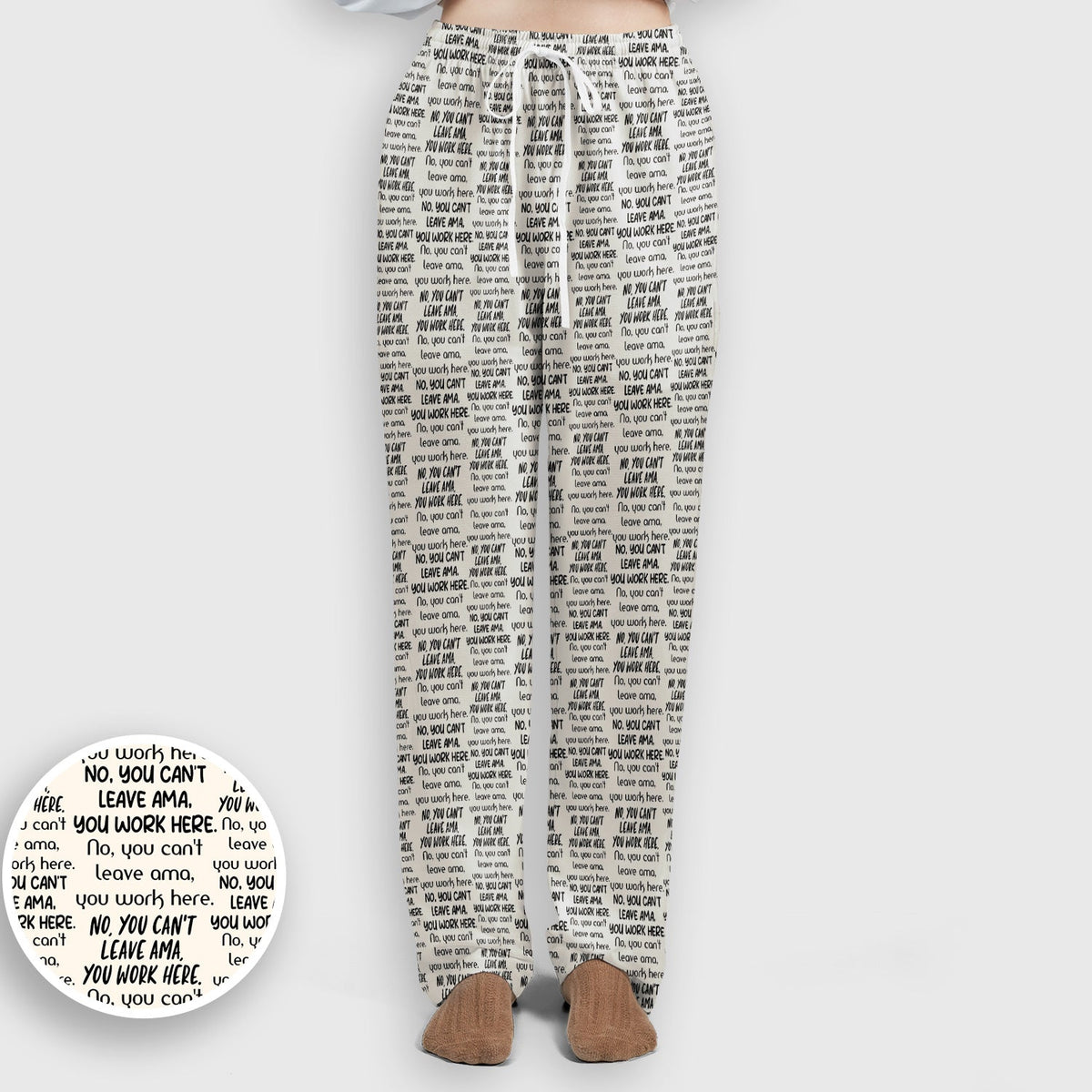 Funny Repeating Nurse Work Quote Text Pattern Scrub Set, Scrub Pants and V Neck Top