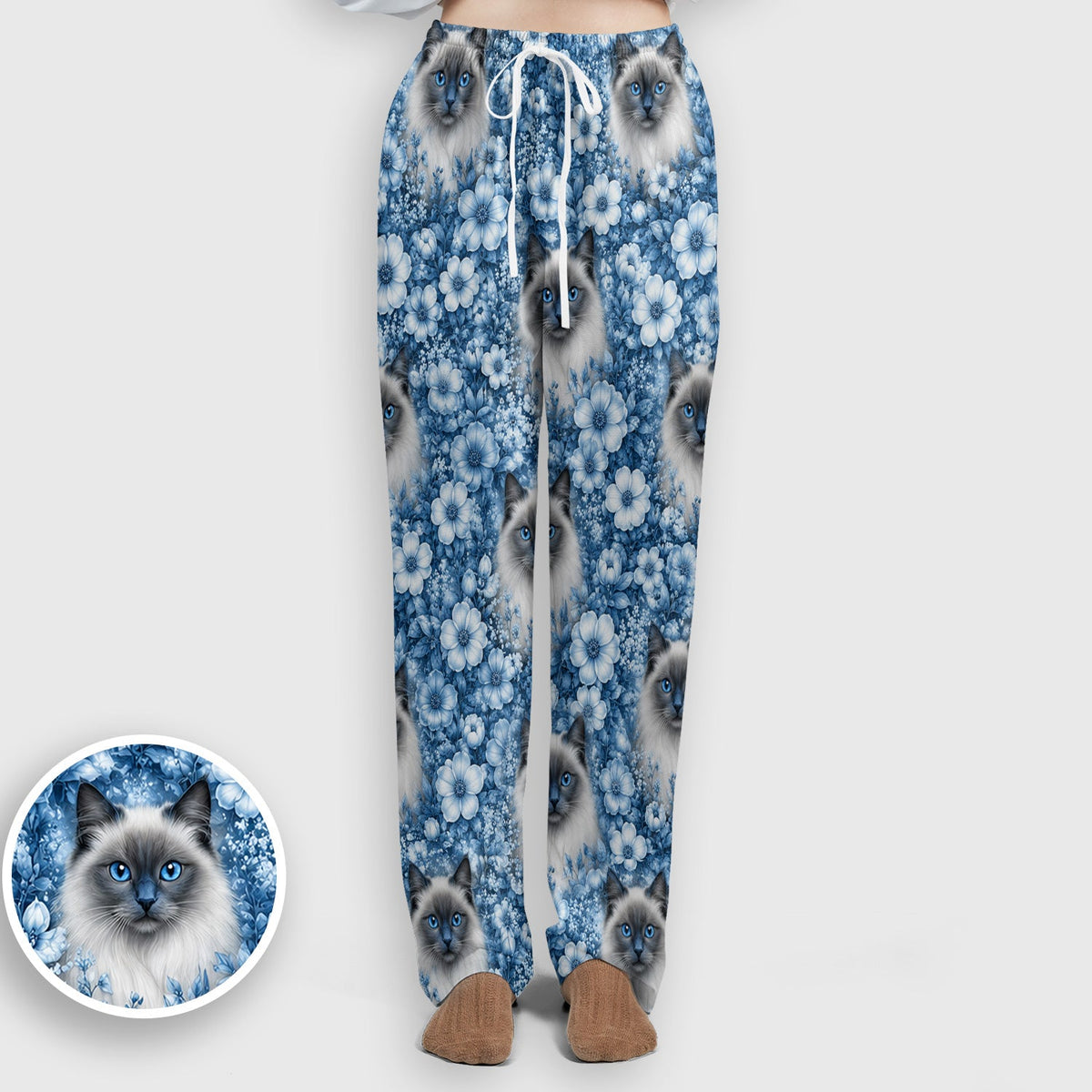 Blue Floral Ragdoll Cat Nurse Scrub Set