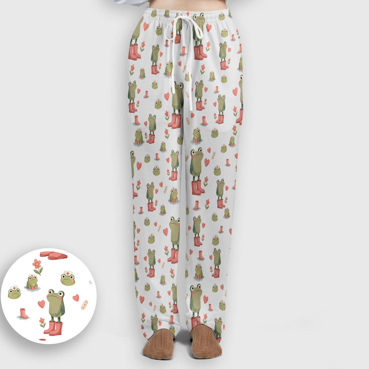 Adorable Frog Boots Heart Nurse Scrub Set
