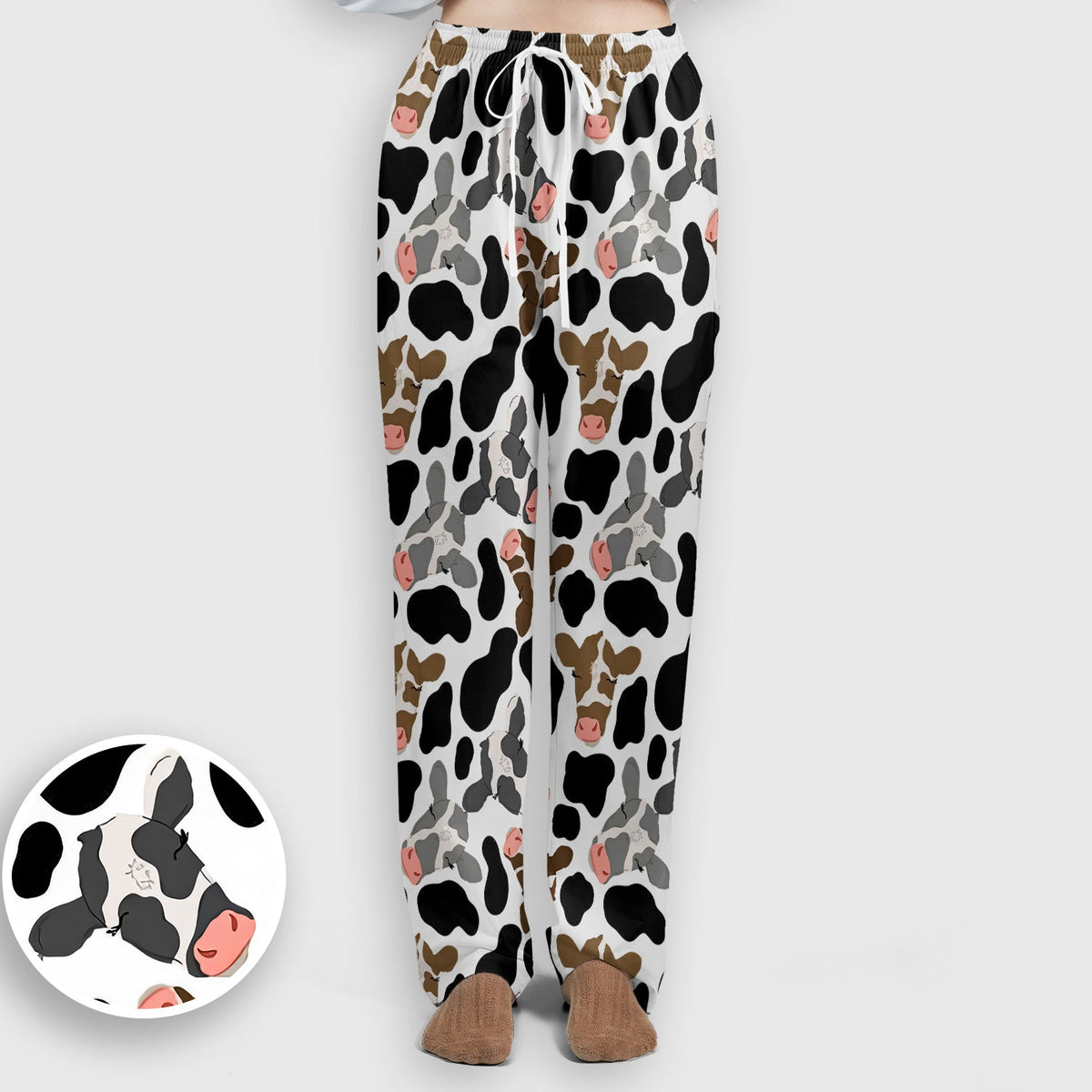 Cow Face Black White Nurse Scrub Set