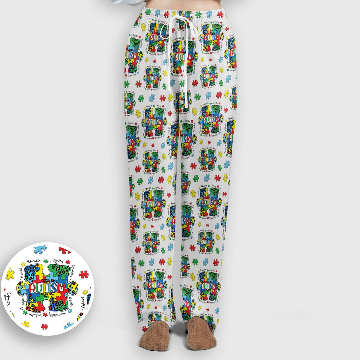 Autism Awareness Puzzle Black White Nurse Scrub Set