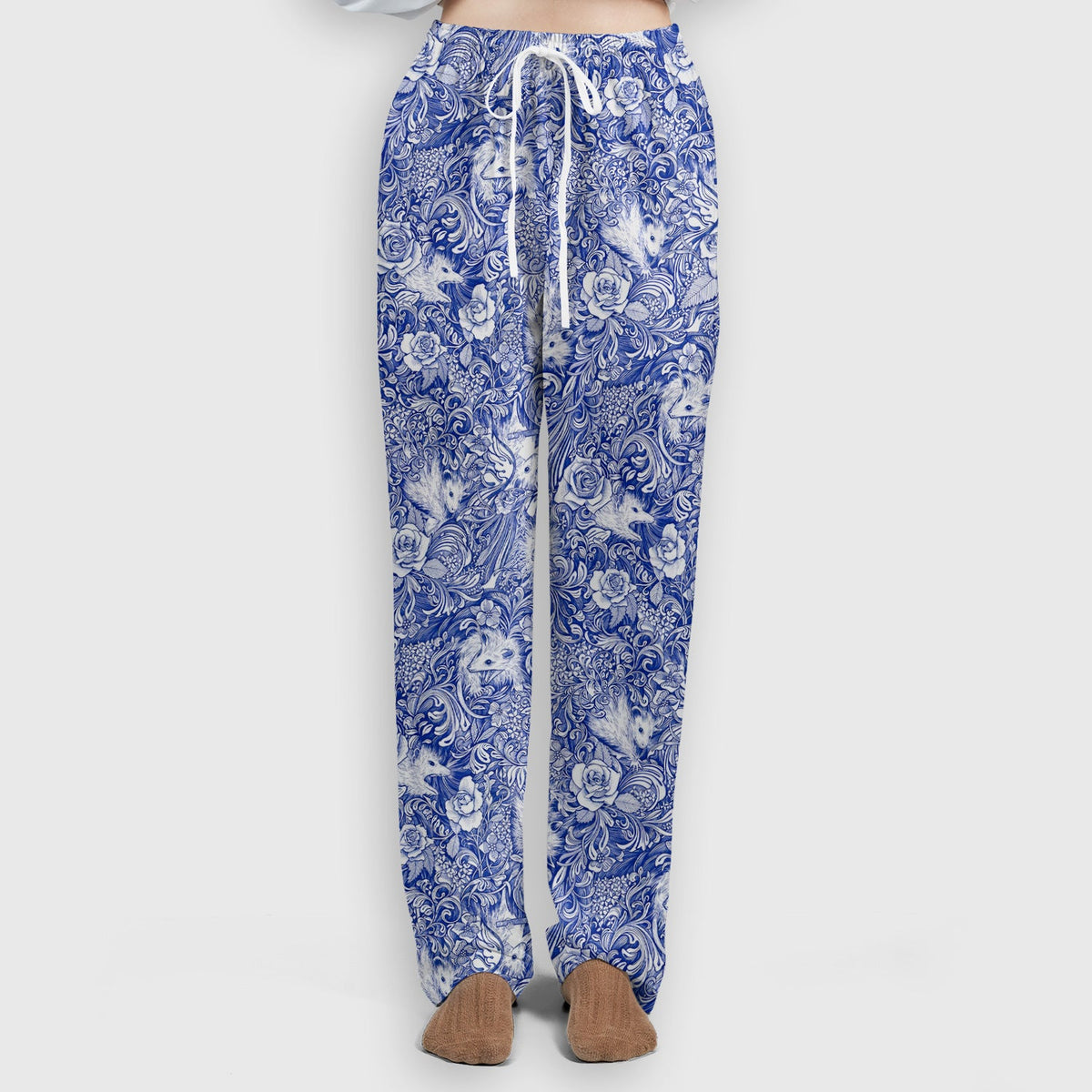 Blue Toile Opossum Floral Nurse Scrub Set