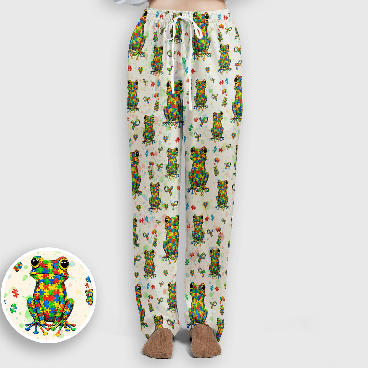 Colorful Autism Puzzle Frog Nurse Scrub Set