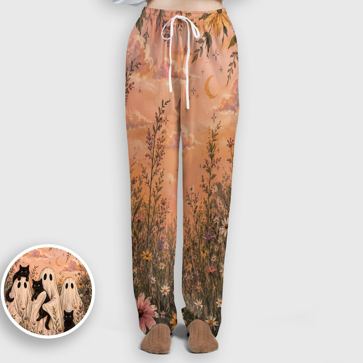 Ghosts Black Cats Nurse Scrub Set - Halloween Gift