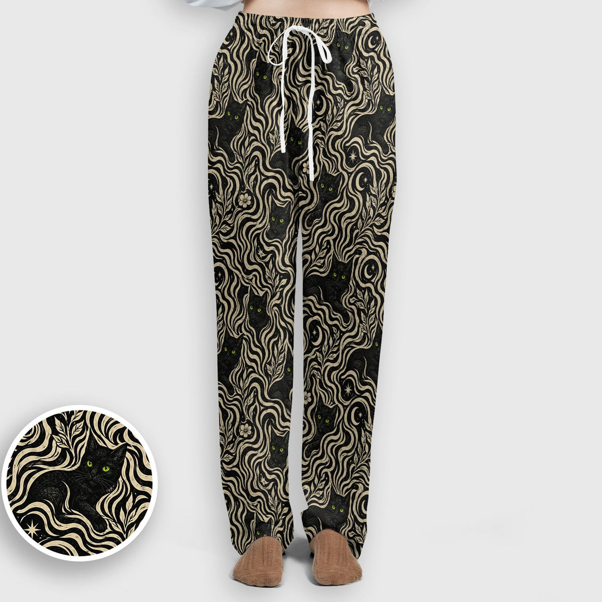 Mystical Black Cat Moonlit Nurse Scrub Set