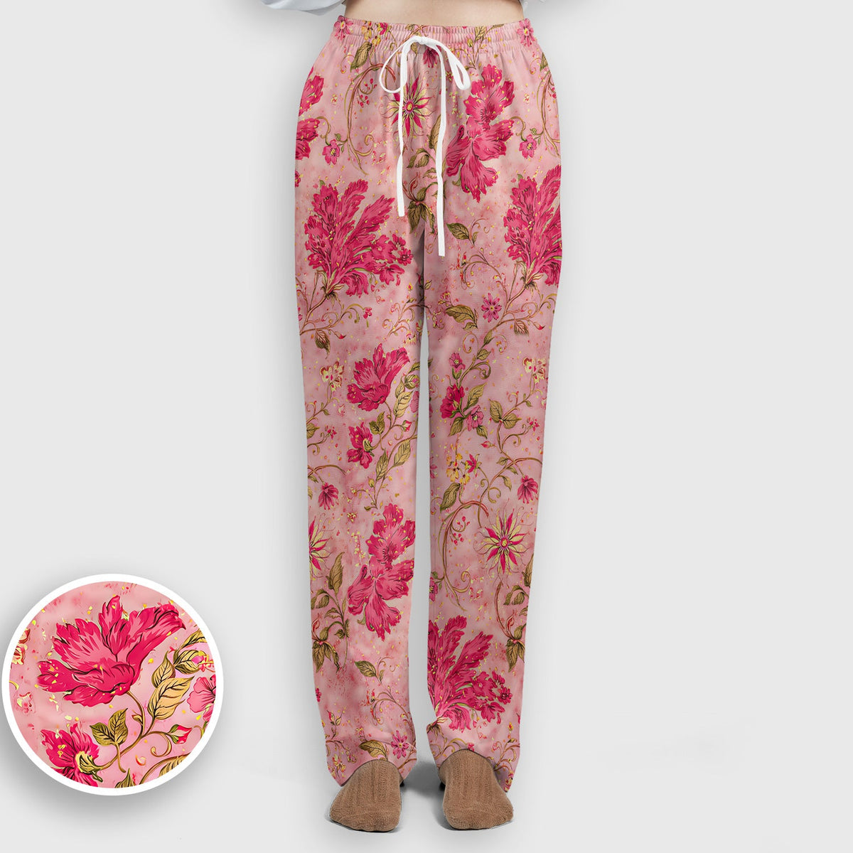 Elegant Pink Floral Vine Nurse Scrub Set