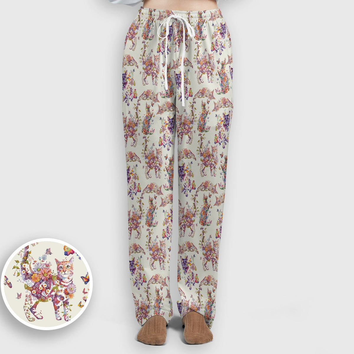 Whimsical Floral Cat Garden Nurse Scrub Set