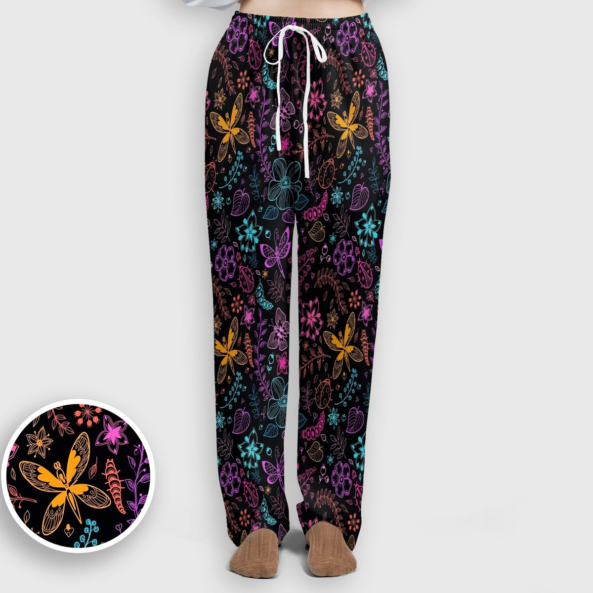 Neon Butterfly Floral Garden Nurse Scrub Set