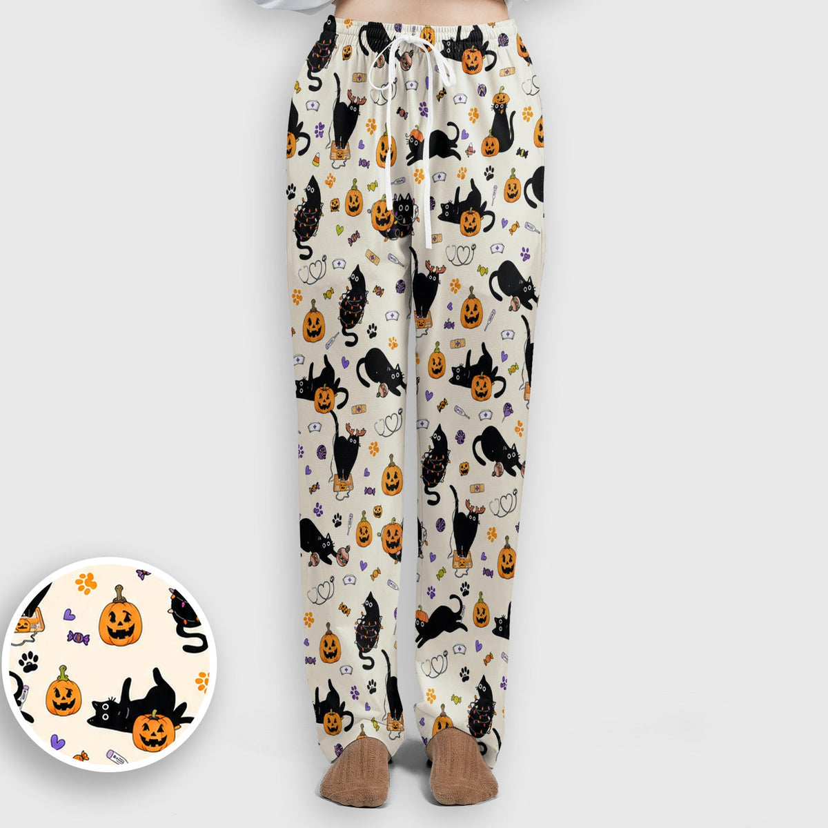 Pumpkin Black Cat Nurse Scrub Set
