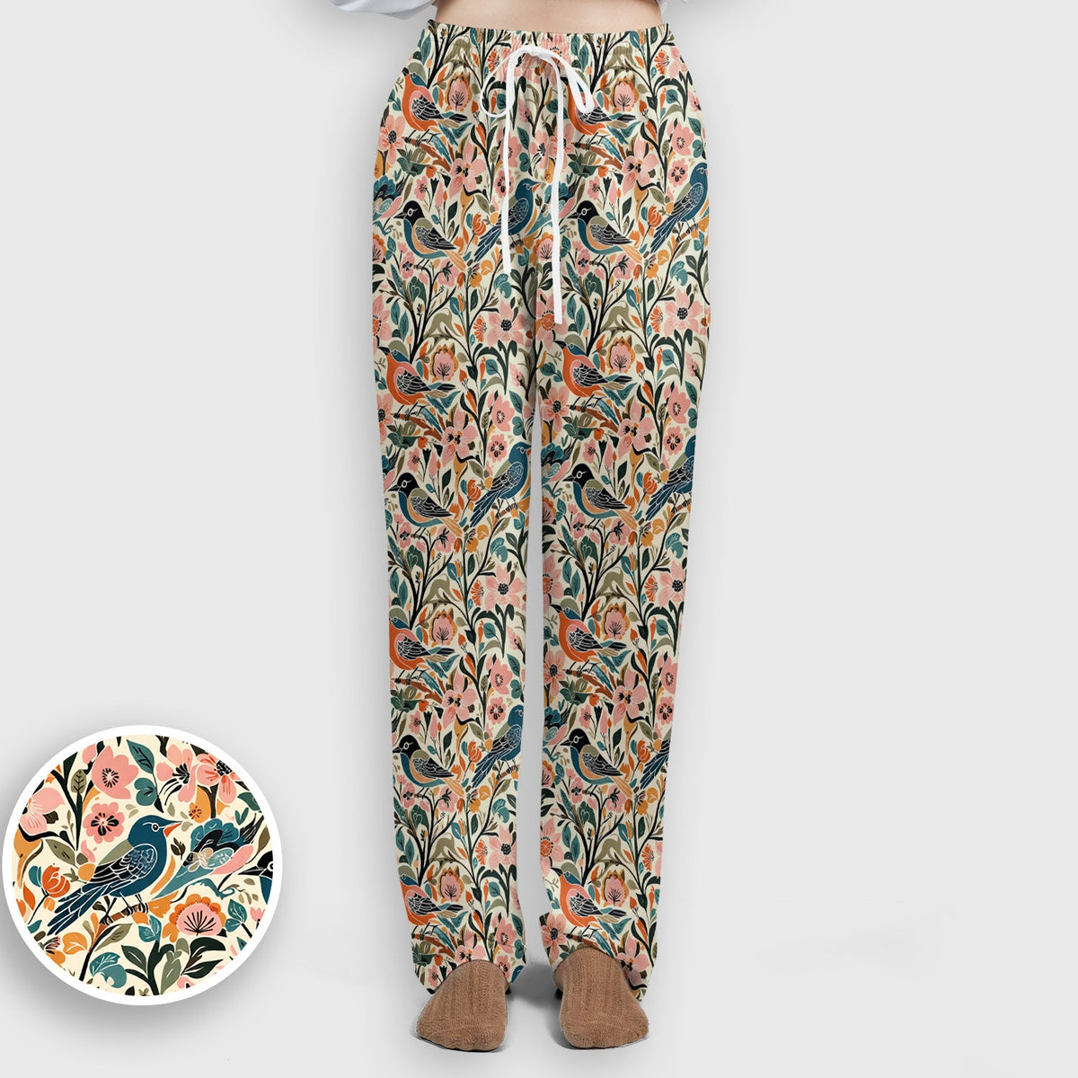 Folk Art Songbird Floral Nurse Scrub Set