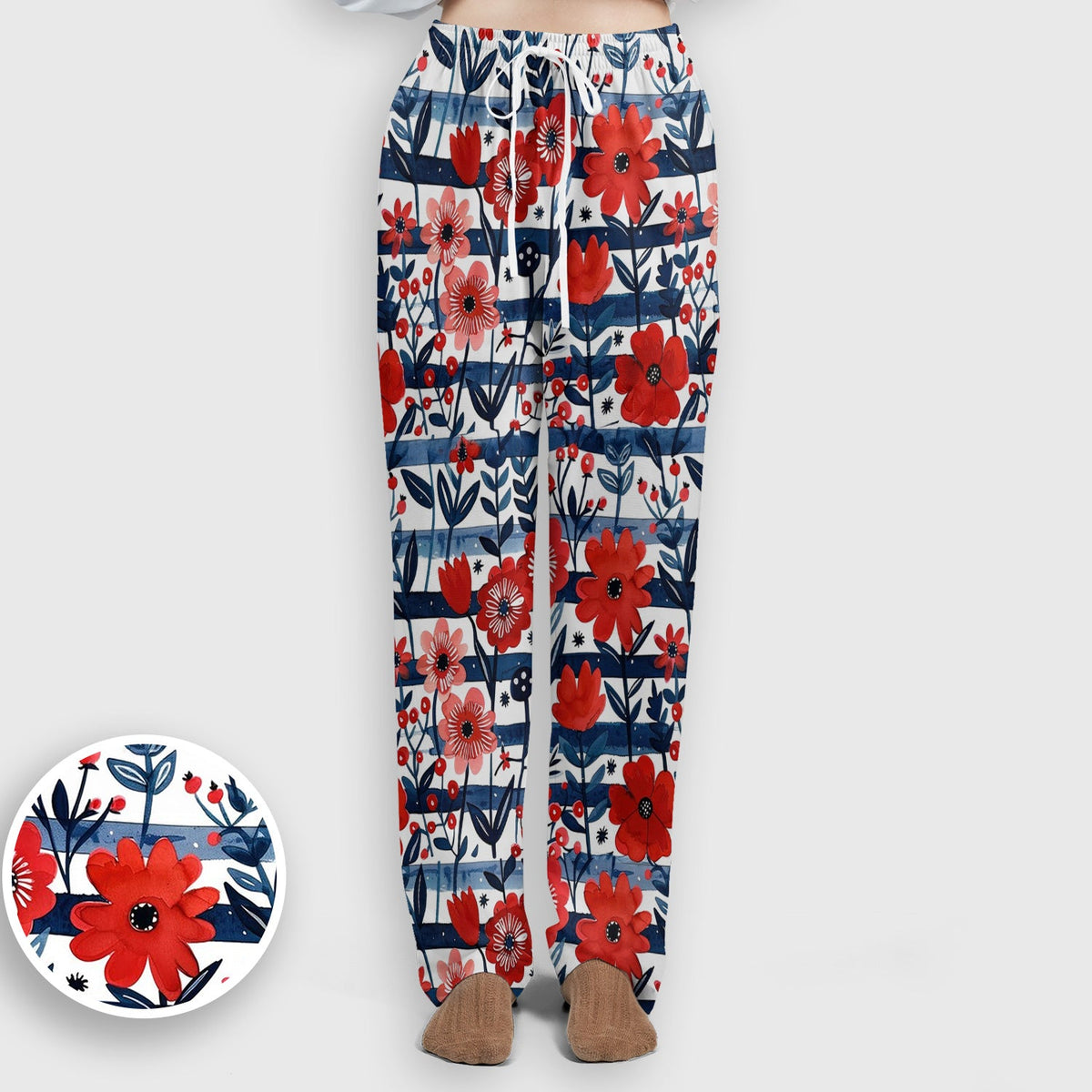 Red Poppy Navy Stripe Nurse Scrub Set