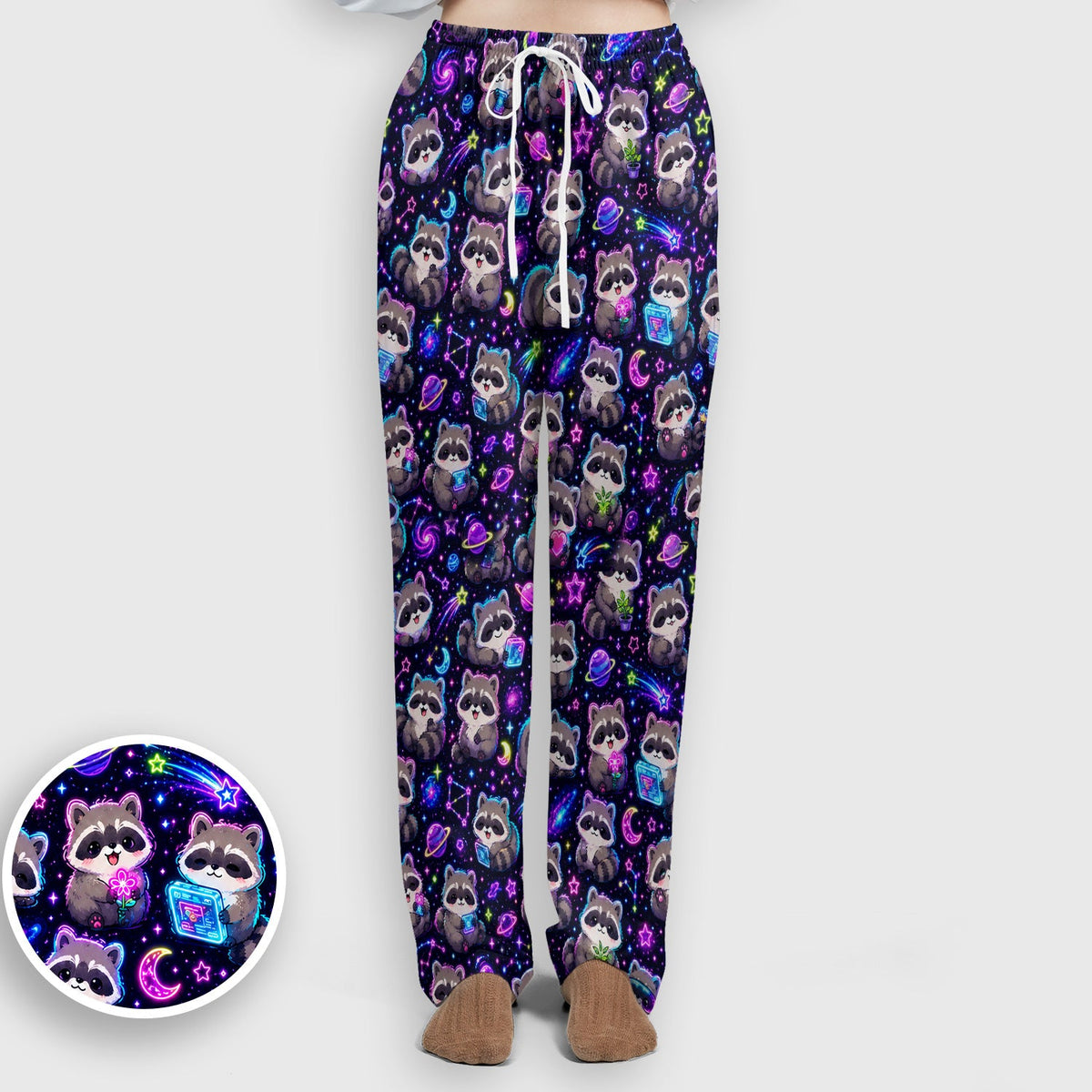 Neon Galaxy Raccoon Space Nurse Scrub Set
