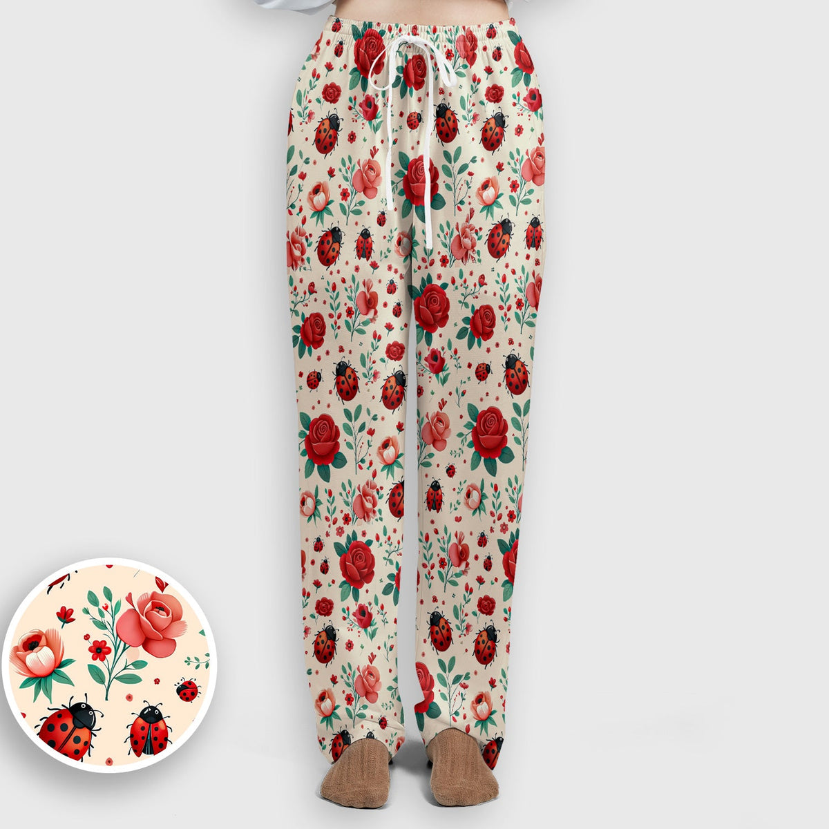 Ladybug Red Rose Floral Nurse Scrub Set