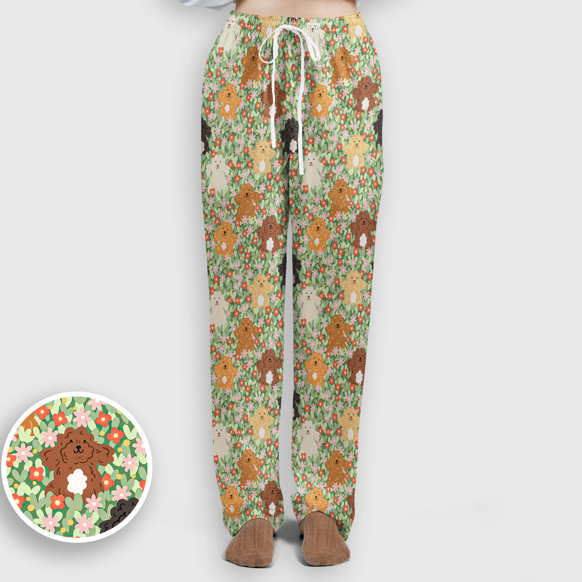 Poodle Dogs Floral Nurse Scrub Set