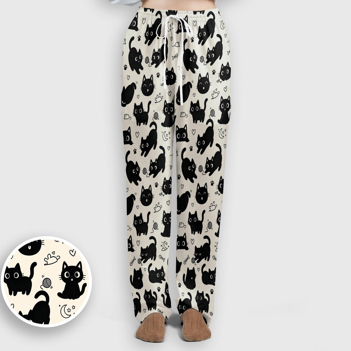 Playful Black Cat Nurse Scrub Set