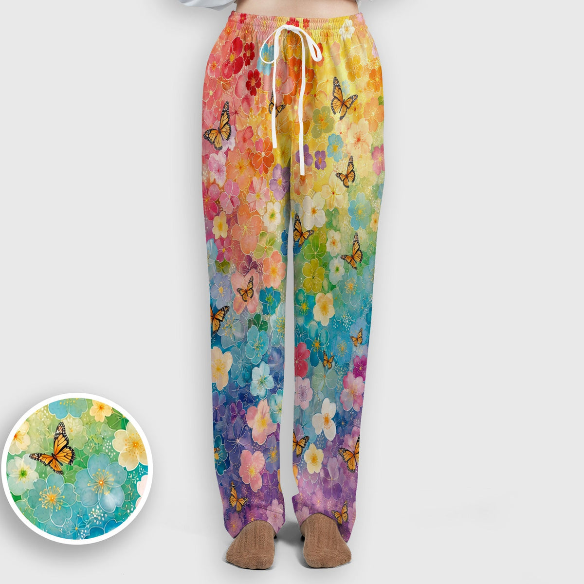 Rainbow Butterfly Floral Blossom Nurse Scrub Set