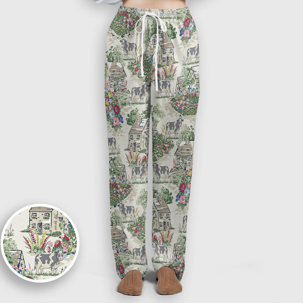 Countryside Cows Cottage Garden Nurse Scrub Set