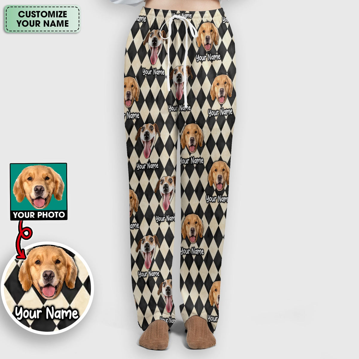 Personalized Pet Portrait Argyle Nurse Scrub Set