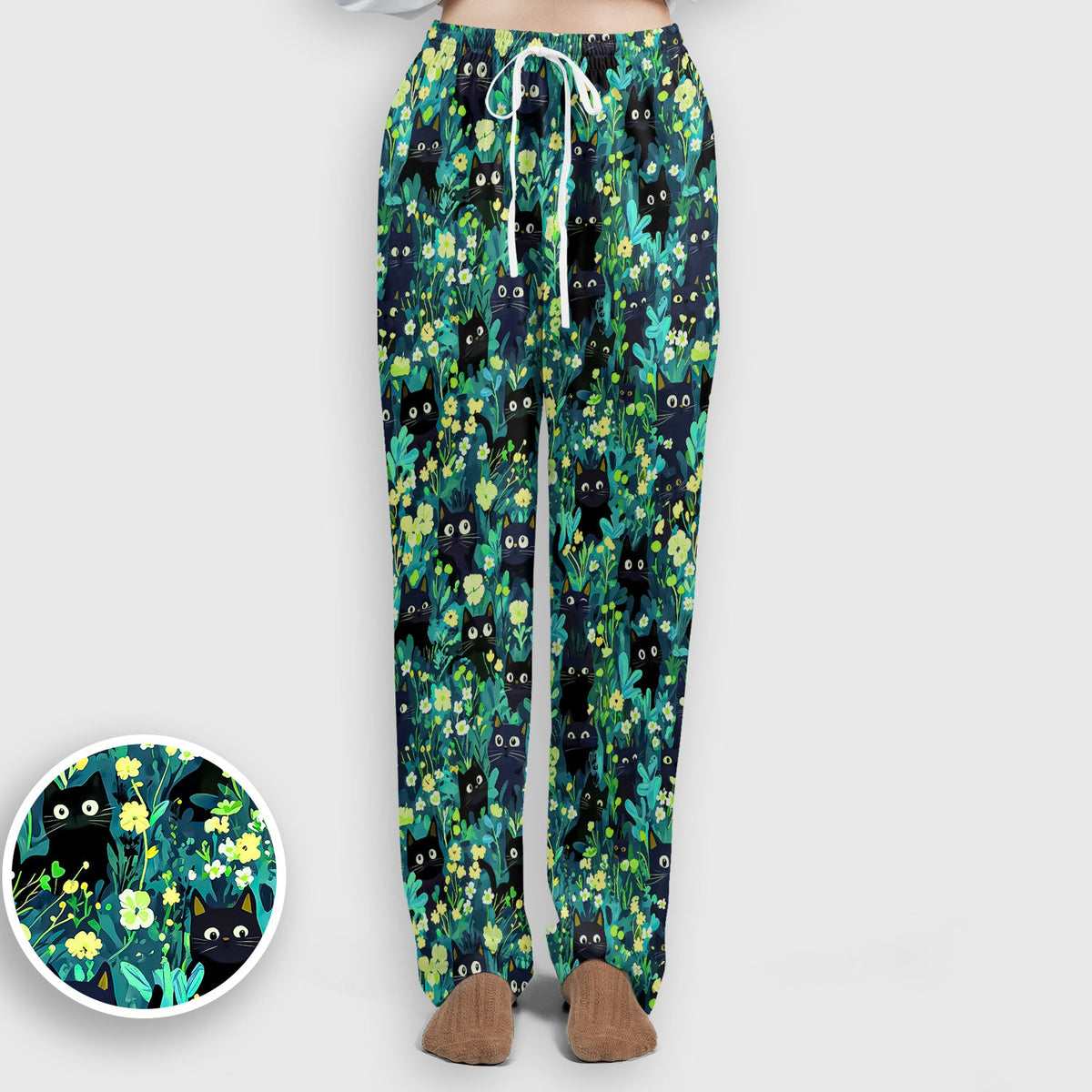 Black Cat Floral Nurse Scrub Set
