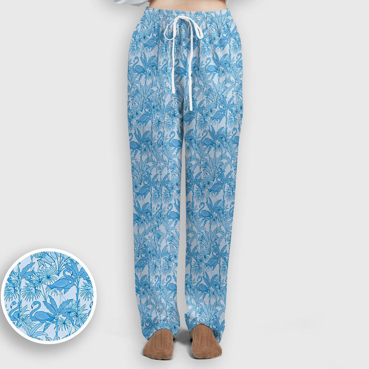 Tropical Flamingo Palm Leaves Nurse Scrub Set