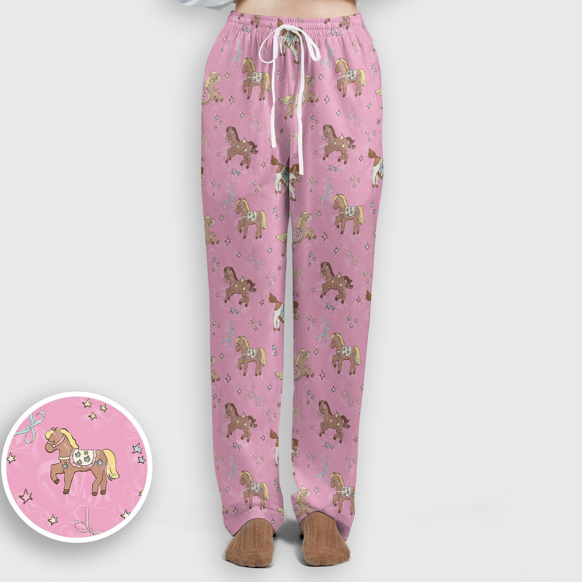 Cute Pony Star Pattern Scrub Set, Breathable Med Uniform