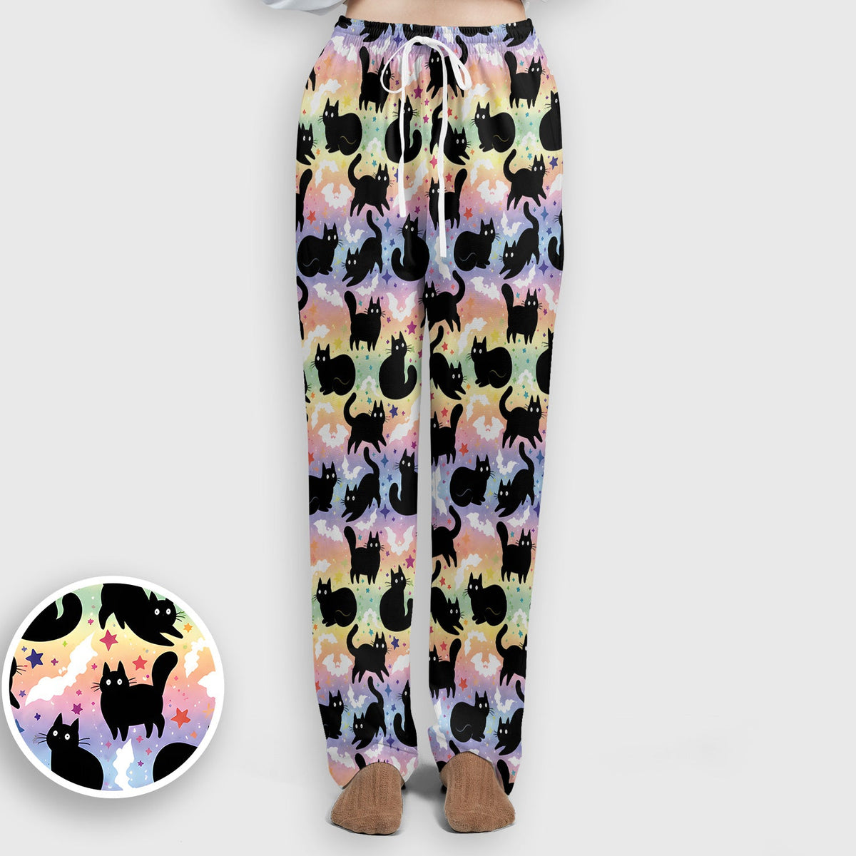 Pastel Star Black Cat Nurse Scrub Set