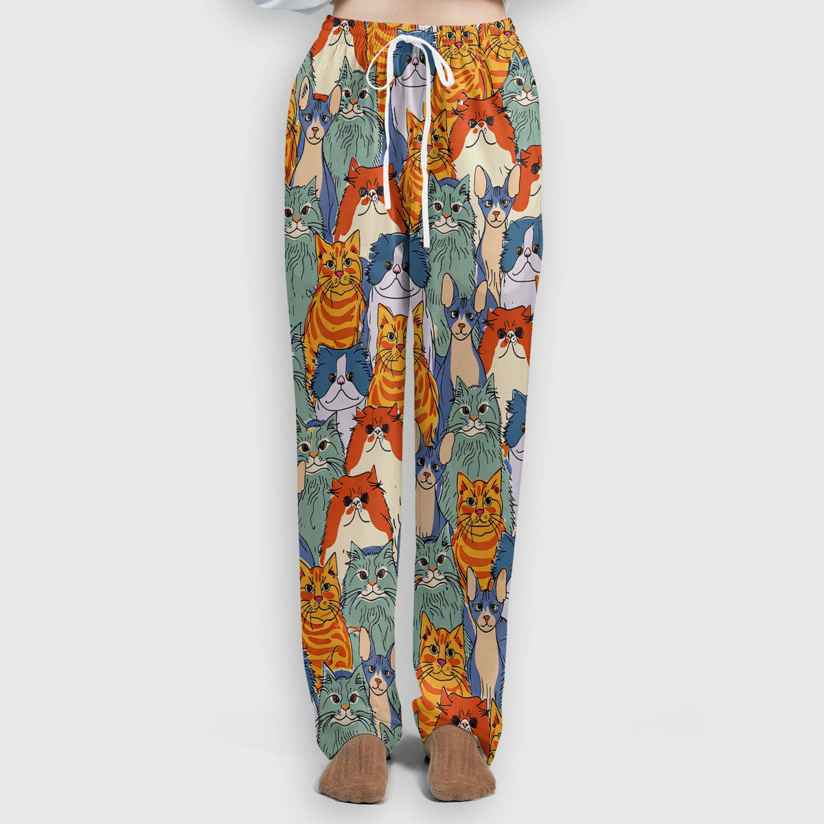 Multicolor Cat Faces Nurse Scrub Set