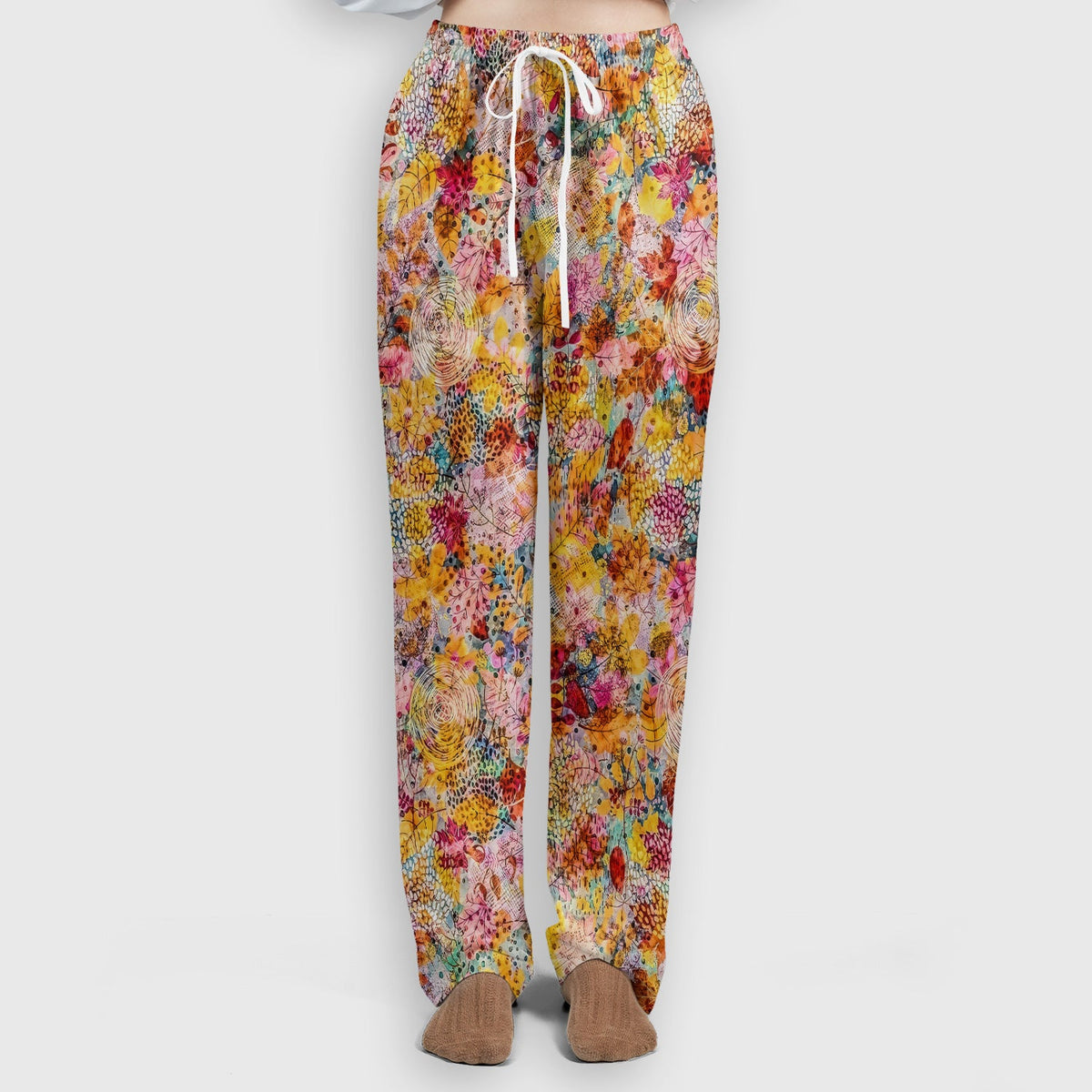 Autumn Floral Leaves Nurse Scrub Set