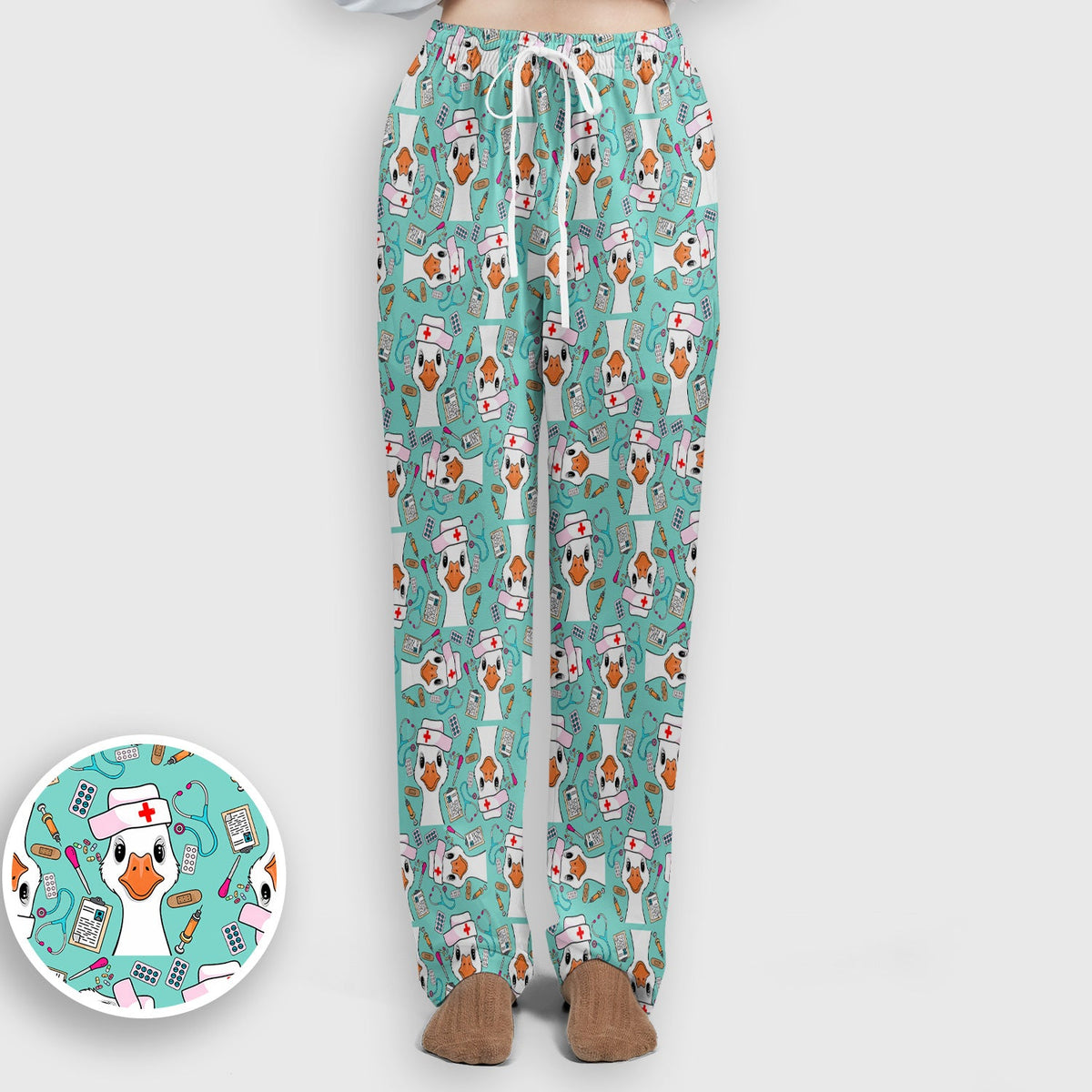 Duck Wearing Hat With Medical Tools Nurse Scrub Set