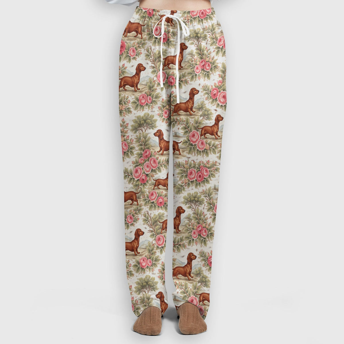 Vintage Dachshund Rose Floral Nurse Scrub Set