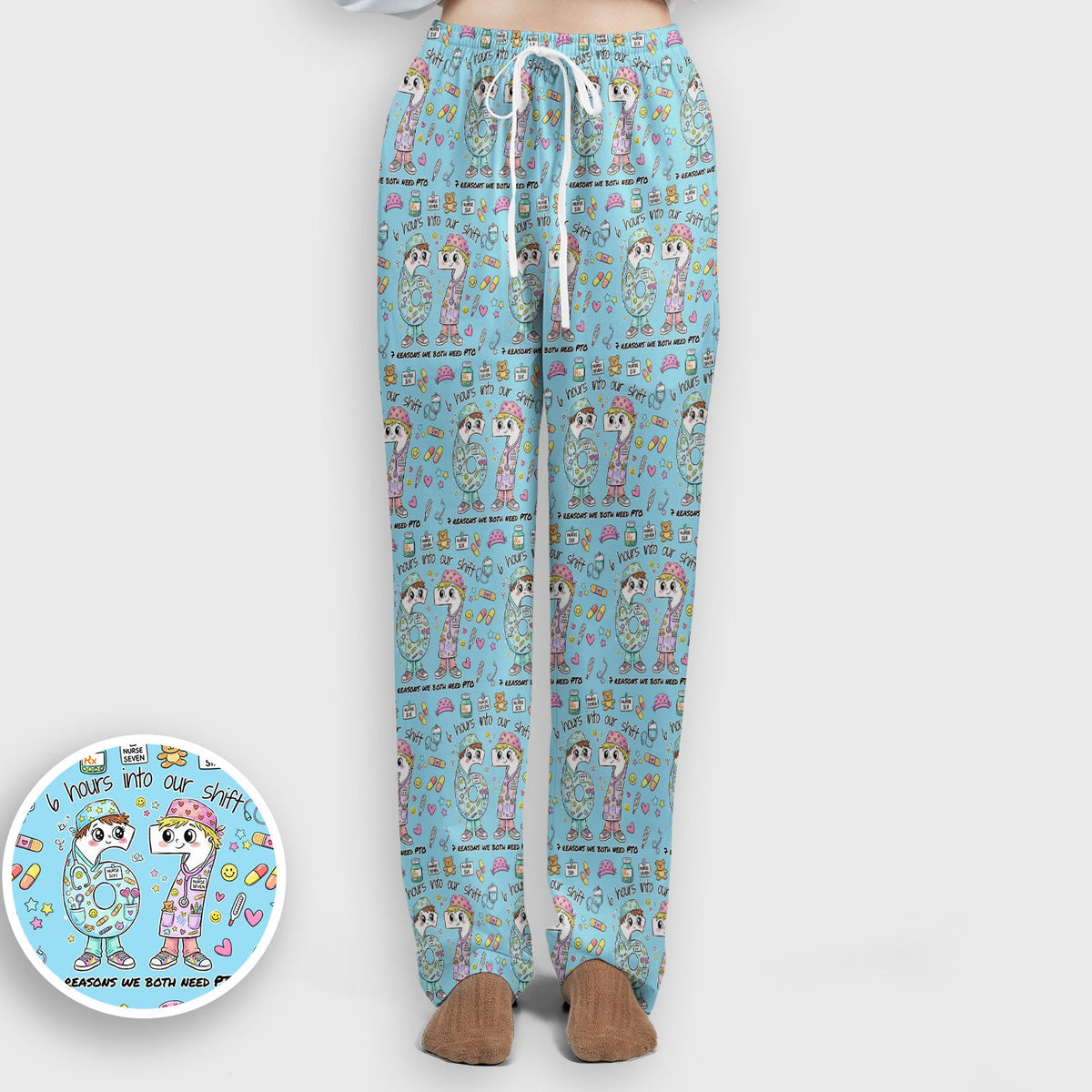 Six Hours Into Shift Blue Nurse Scrub Set