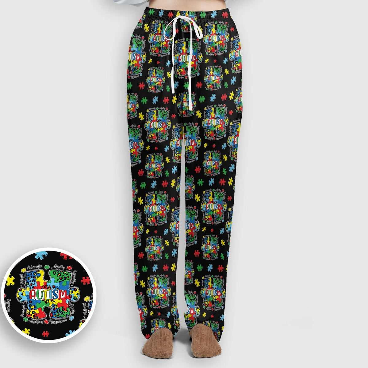 Autism Awareness Puzzle Black White Nurse Scrub Set