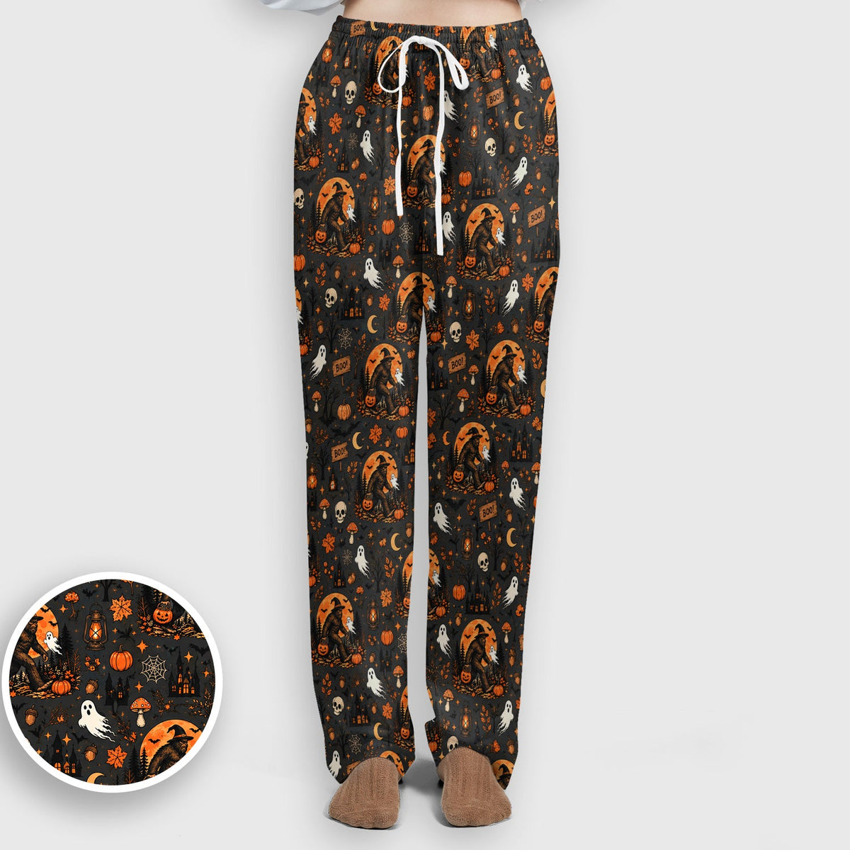 Bigfoot Ghost with Pumpkin Nurse Scrub Set - Halloween Gift