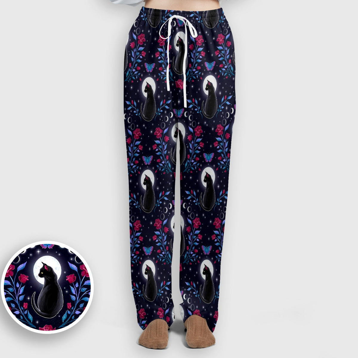 Black Cat Moon Rose Nurse Scrub Set