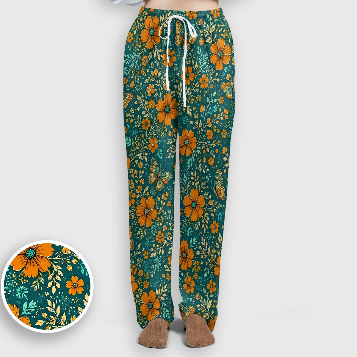 Orange Floral Butterfly Vine Nurse Scrub Set