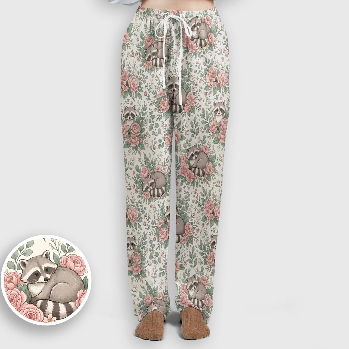 Sleeping Raccoon Rose Garden Nurse Scrub Set