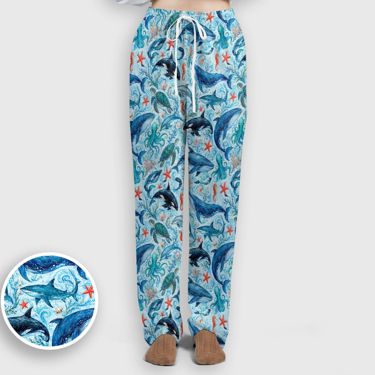 Watercolor Ocean Wildlife Scene Nurse Scrub Set