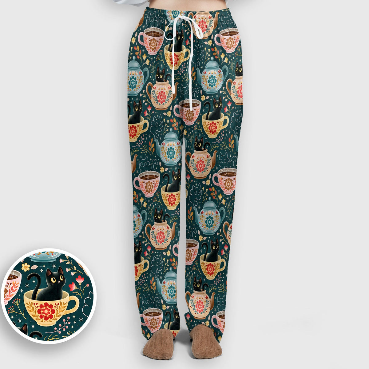 Black Cat Tea Party Veterinary Nurse Scrub Set
