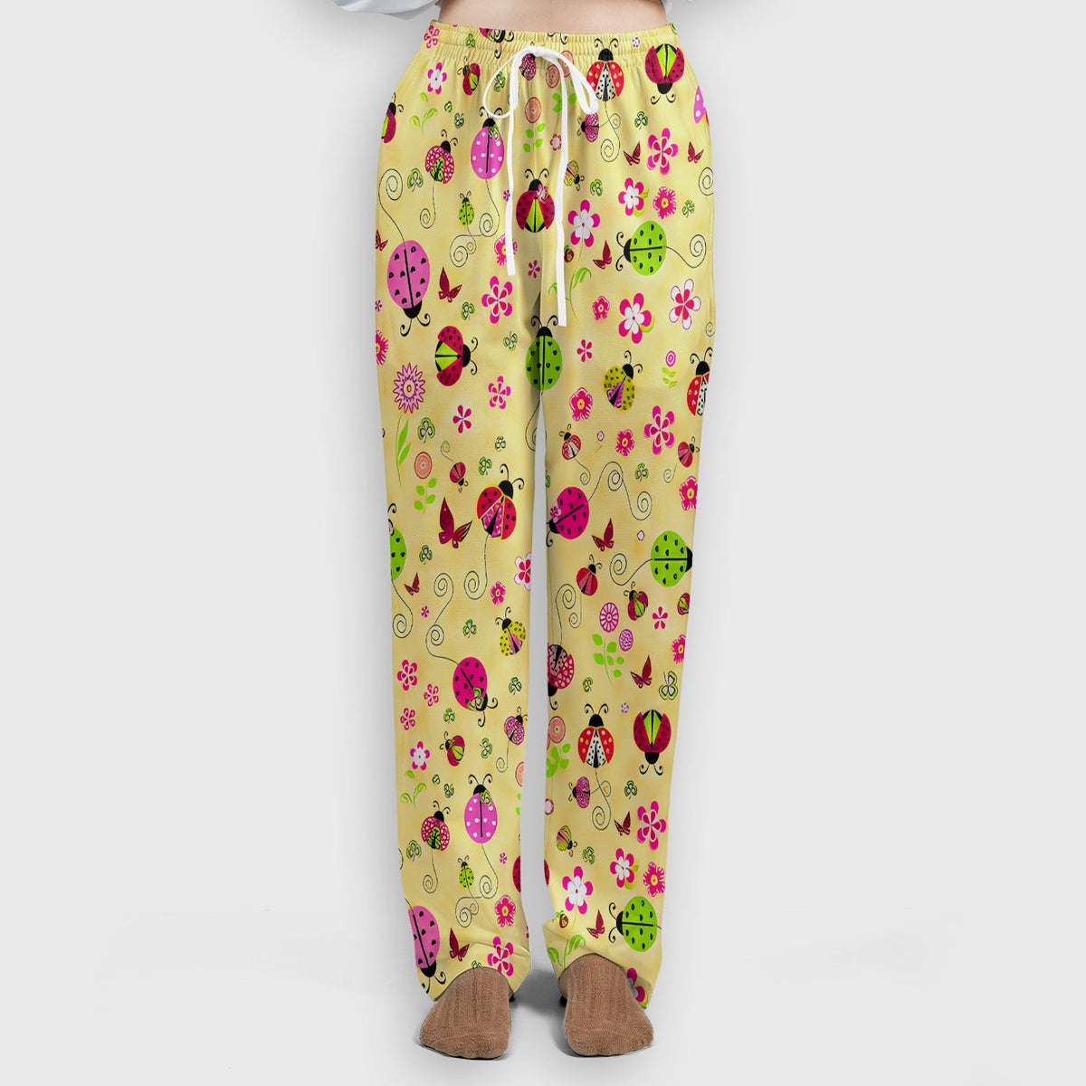Yellow Ladybug Floral Garden Nurse Scrub Set