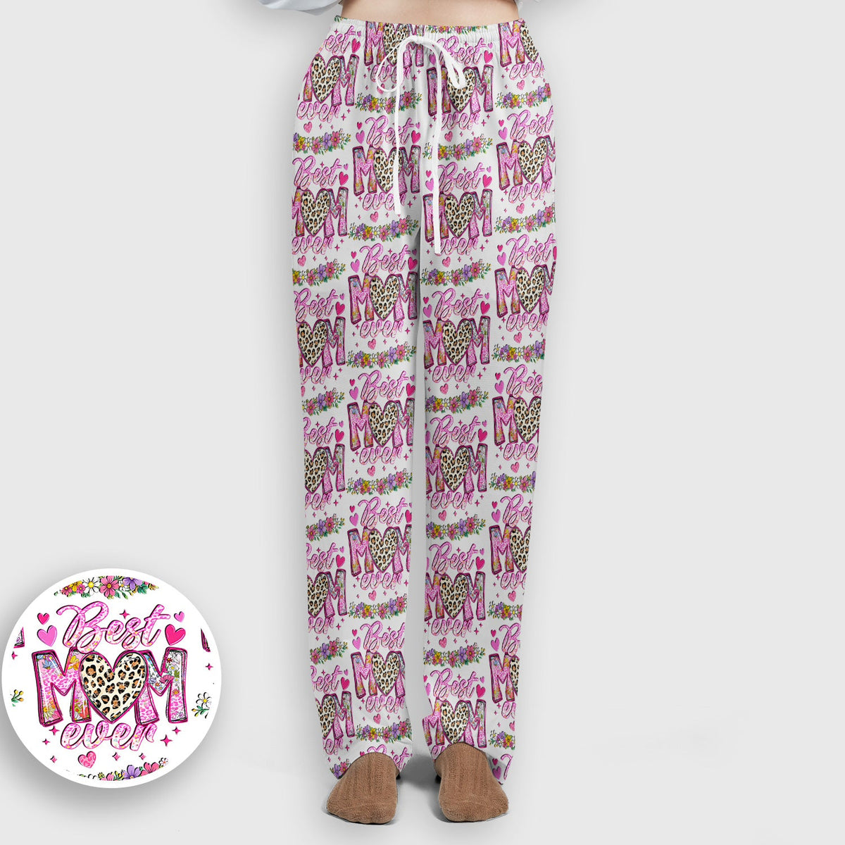 Best Mom Ever Leopard Heart Nurse Scrub Set