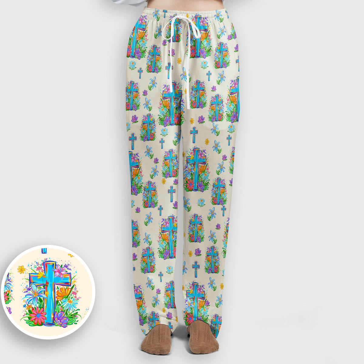 Christian Floral Cross Spring Nurse Scrub Set