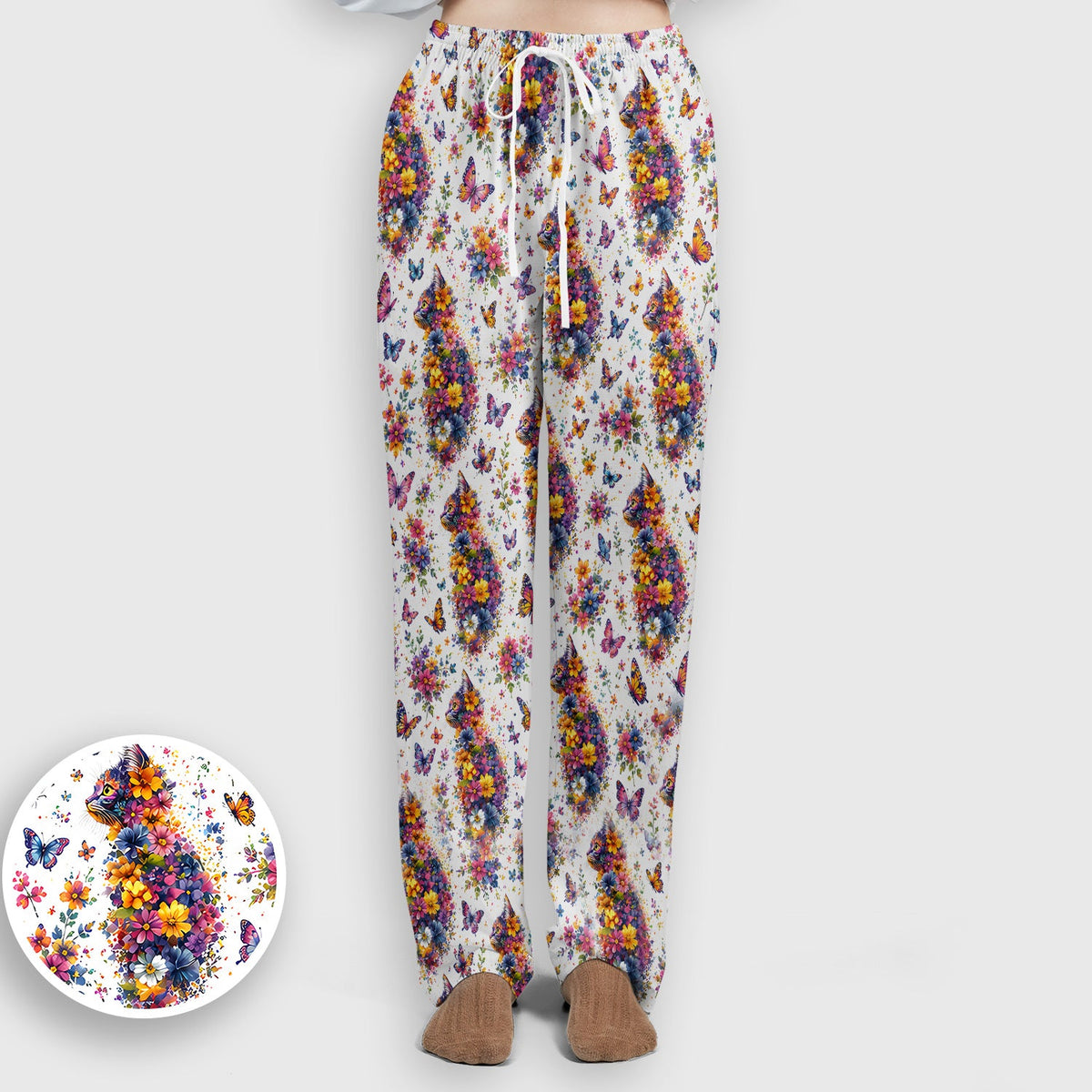 Floral Cat Butterfly Nurse Scrub Set