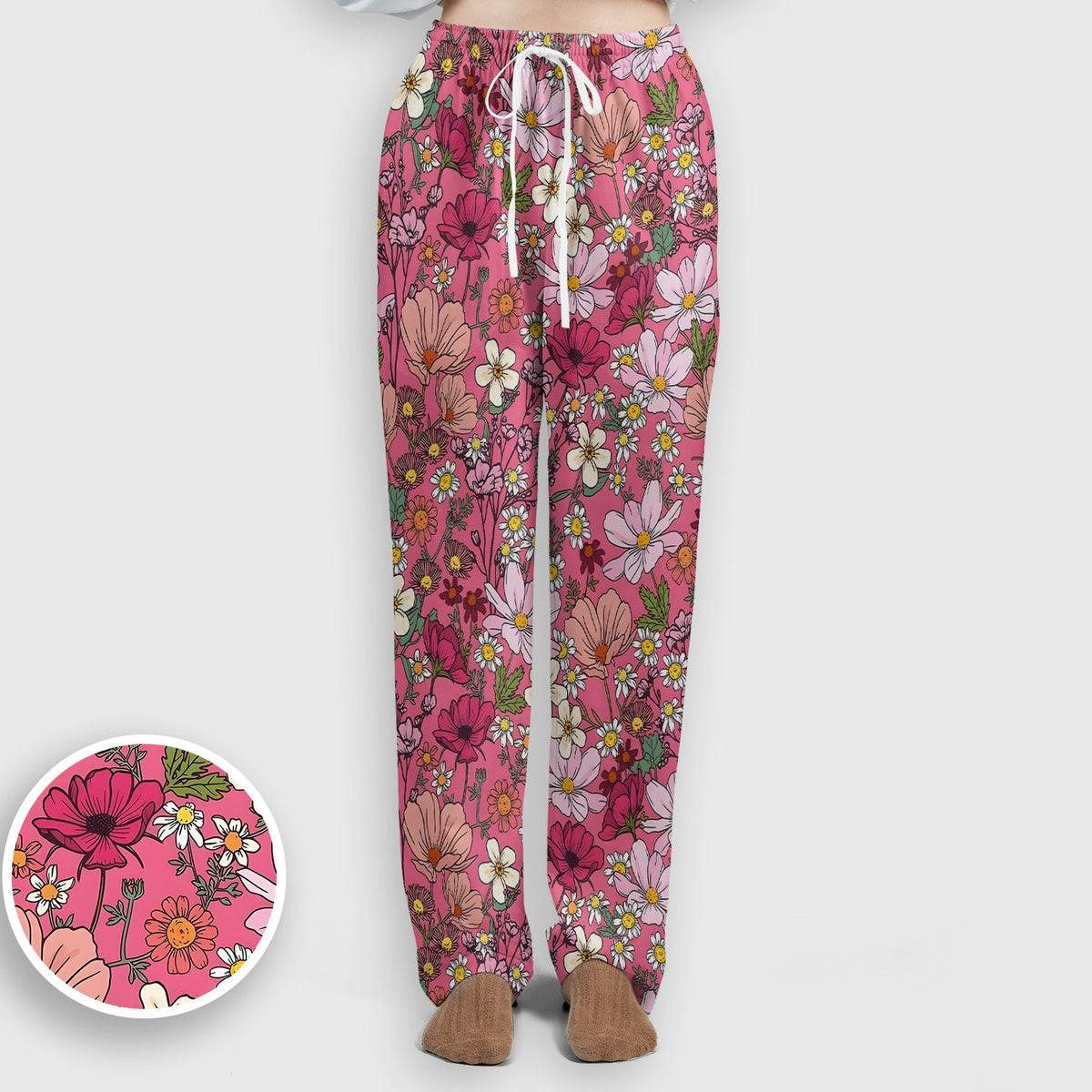 Pink Daisy Wildflower Nurse Scrub Set