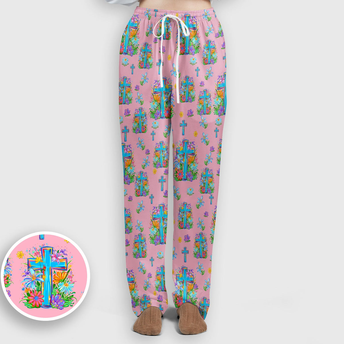 Christian Floral Cross Spring Nurse Scrub Set