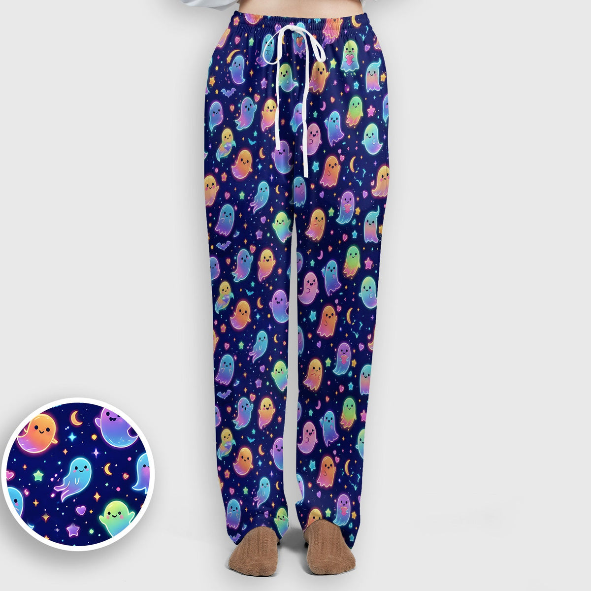 Neon Halloween Ghosts Nurse Scrub Set